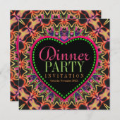 Invitation Bright & Super Hippie Bohemian Dinner Party (Devant / Derrière)
