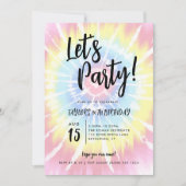 Invitation Bright Tie Dye, Faisons la fête n'importe quel âge (Devant)