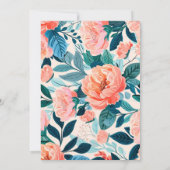 Invitation Bright Tropical Orange Turquoise Floral Fête des m (Dos)