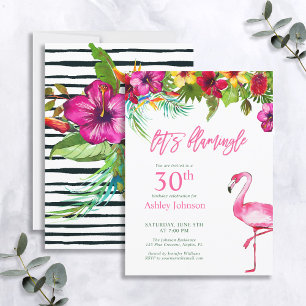 Invitation Bright Tropical Pink Faisons Flamant rose 30e anni