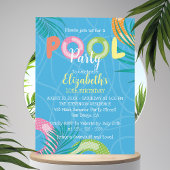 Invitation Bright Tropical Summer Fun Anniversaire Pool Party