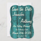 Invitation Bright Turquoise Rustic Enregistrer la date No. 2b (Devant)