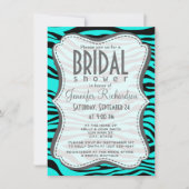 Invitation Bright Turquoise Zebra Stripes Poster de animal (Devant)
