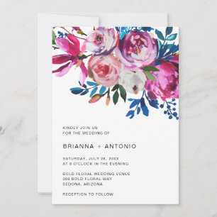 Invitation Bright Vibrant Floral All In 1 Wedding
