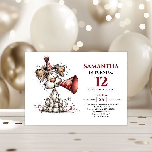 Invitation Bright whimsical dog animals theme kids birthday