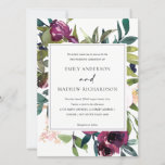 INVITATION BRIGHT WHITE BLUSH BURGUNDY FLORAL BUNCH WEDDING<br><div class="desc">If you need any further customisation please feel free to message me on yellowfebstudio@gmail.com</div>