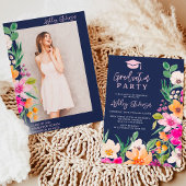 Invitation Bright wild flowers script de graduation photo