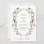 Invitation Brillant Boho Floral Wreath | Mariage (Devant)