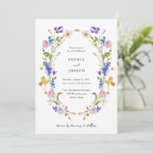 Invitation Brillant Boho Floral Wreath | Mariage (Debout devant)