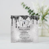 Invitation Brillant en diamant noir argenté lumières glamour  (Debout devant)