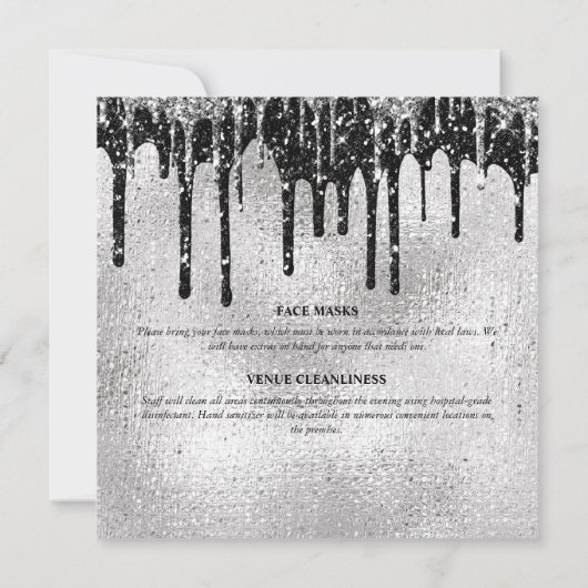 Invitation Brillant en diamant noir argenté lumières glamour (Dos)