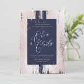 Invitation Brillant, Faux Metallic Pinceau Rose Bleu (Debout devant)