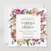 Invitation Brillant Fleur | Floral Botanical Rose Mariage (Devant)