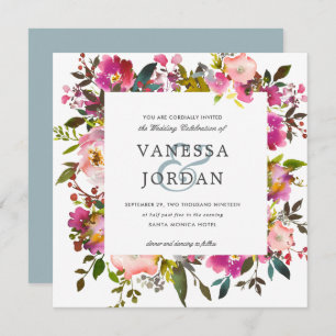 Invitation Brillant Fleur   Floral Botanical Rose Mariage