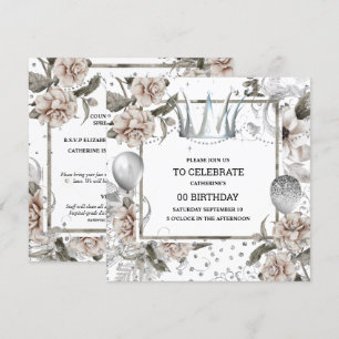 Invitation Brillante couronne argentée chic parties scintilla