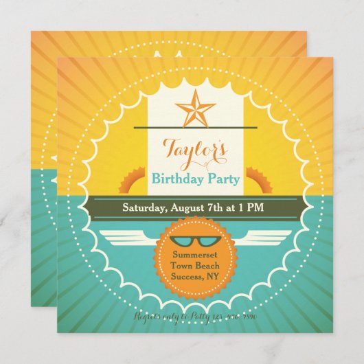 Invitation brillante et ensoleillée (Devant / Derrière)