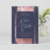 Invitation Briller, Faux Rose métallique Brush Stroke Or (Debout devant)