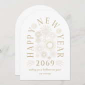 Invitation Brilliant Arch New Year Firework Greeting Card (Devant / Derrière)