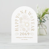 Invitation Brilliant Arch New Year Firework Greeting Card (Debout devant)