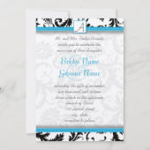 Invitation Brillis de Damas noir sur blanc avec verrou Aqua b (Dos)