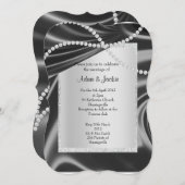 Invitation Brin en diamant noir argent élégant mariage person (Devant / Derrière)