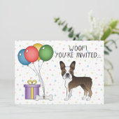 Invitation Brindle Boston Terrier mignon chien de dessin - An (Debout devant)