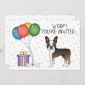 Invitation Brindle Boston Terrier mignon chien de dessin - An (Devant / Derrière)