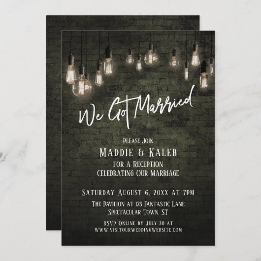 Invitation Brique industrielle avec Edison Lumières Nous nous (Devant / Derrière)