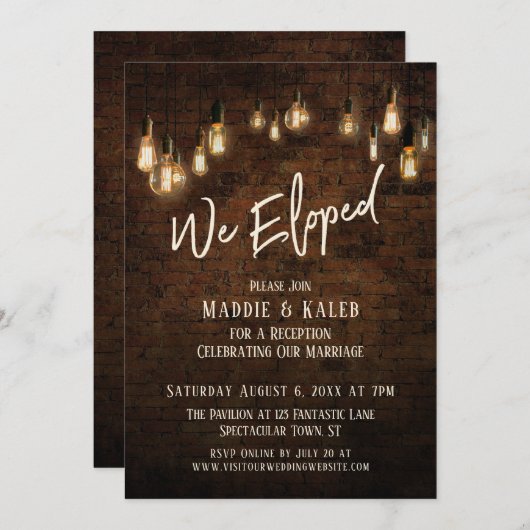 Invitation Brique industrielle avec lumières d'Edison, Nous n (Devant / Derrière)