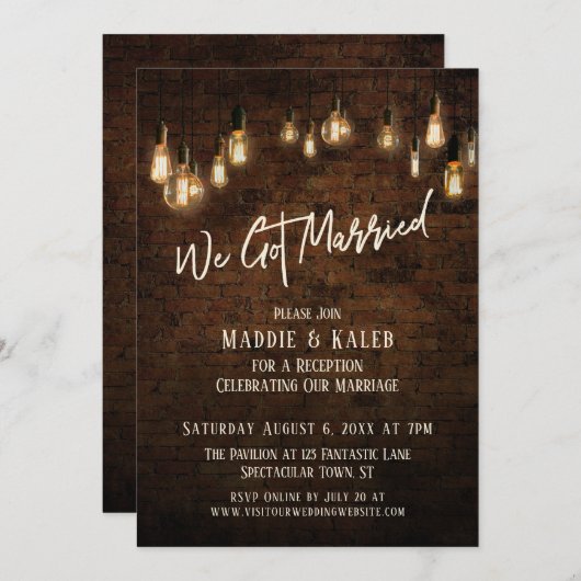 Invitation Brique industrielle avec lumières d'Edison Nous so (Devant / Derrière)