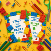 Invitation Briques colorées Anniversaire - Fun Party