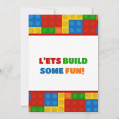 Invitation Briques colorées Blocs de construction Anniversair (Dos)