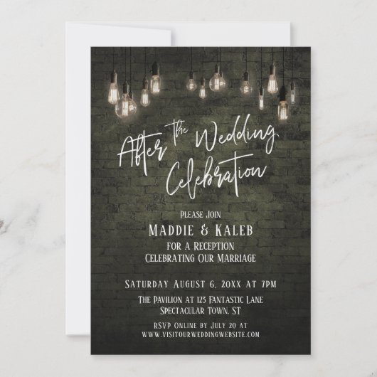 Invitation Briques Edison lumières après la célébration de ma (Devant)