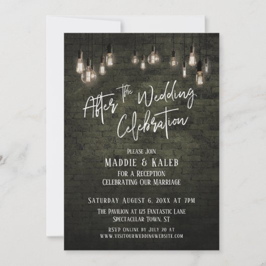 Invitation Briques Edison Lumineuses Après la Célébration de  (Devant)