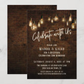 Invitation Briques industrielles Edison éclairez Célébrez ave (Devant / Derrière)