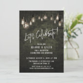 Invitation Briques industrielles et lumières Edison Fêtons ça (Debout devant)