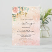 Invitation Brising rose or floral eucalyptus argent (Debout devant)