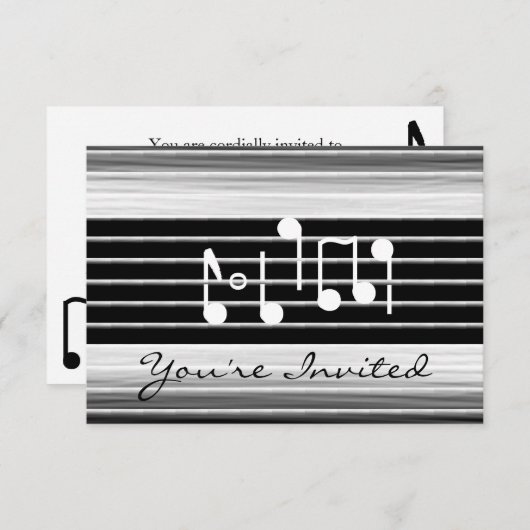 Invitation Bristles Musical Notes (Devant / Derrière)
