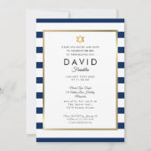 Invitation Brit Milah Navy Bleu Blanc Rayure Or (Devant)