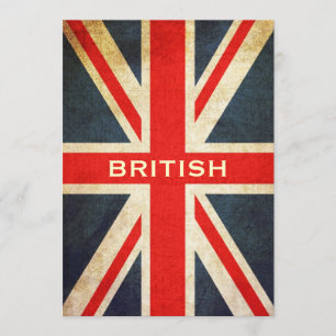 Invitation britannique Grunge Union Jack (Vertical
