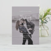 Invitation Brittany Modern Elegant White Script Mariage photo (Debout devant)
