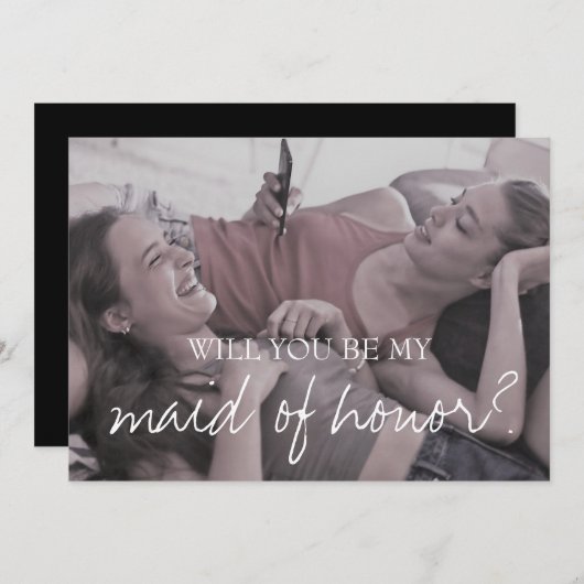 Invitation Brittany Photo Script Will you will be My Maid of  (Devant / Derrière)
