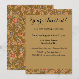 Invitation Brocade floral Chiniserie vintage du XVIIIe siècle