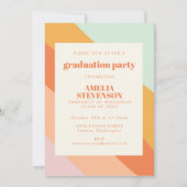 Invitation Broche à menthe Retro Stripes Photo Graduation Par (Devant)