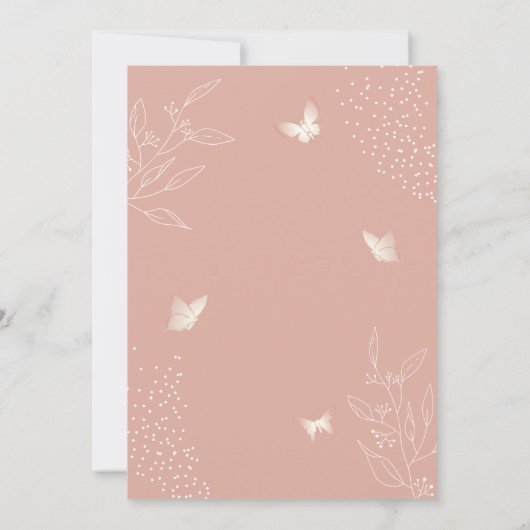 Invitation Brocher Feuille élégant papillon Croix Baptême (Dos)