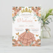 Invitation Brocher Rosegold Brousse papillon Quinceanera (Debout devant)