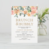 Invitation Brochure d'or Brunch floral et douche à bulles (Debout devant)