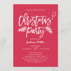 Invitation Brochure moderne Script Noël Fête Rouge