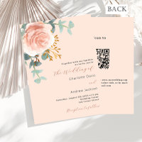Brochure rose or florales verdure QR RSVP mariage