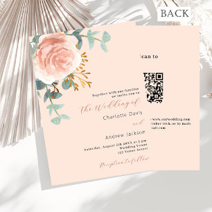 Invitation Brochure rose or florales verdure QR RSVP mariage